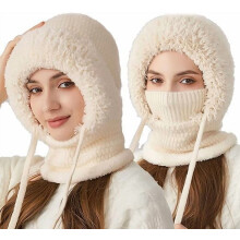 YEPOELRCE Beanie Hat with Scarf Mask for Women 55-60cm