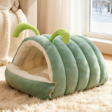 Pet Nest Bed Plush Cave House for Kittens Small Dogs Green