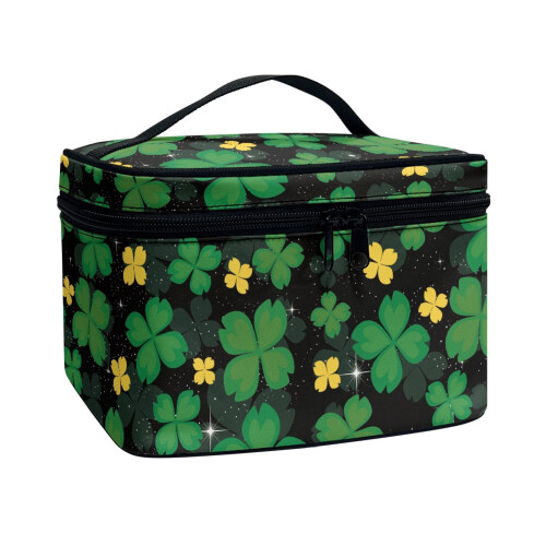 Clover Design Ταξιδιωτική τσάντα καλλυντικών μακιγιάζ, διοργανωτής, διπλό φερμουάρ, 1