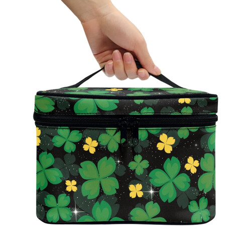 Clover Design Ταξιδιωτική τσάντα καλλυντικών μακιγιάζ, διοργανωτής, διπλό φερμουάρ, 2