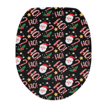 Weihnachtlicher Toilettenbezug aus Flanell mit Bonbonmuster, weich und dick, mit Weihnachtsmannmotiv, passend für Toiletten mit den Maßen 17,3 x 13