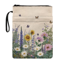 Pochette pour livre Ă motif papillons et fleurs, 29 x 22 cm (11,4 x 8,66 pouces), polyester