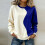 Felpa da donna a blocchi di colore, girocollo, maniche raglan 1