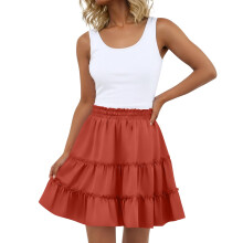 Women's Bohemian ruffled layered mini skirt with liner