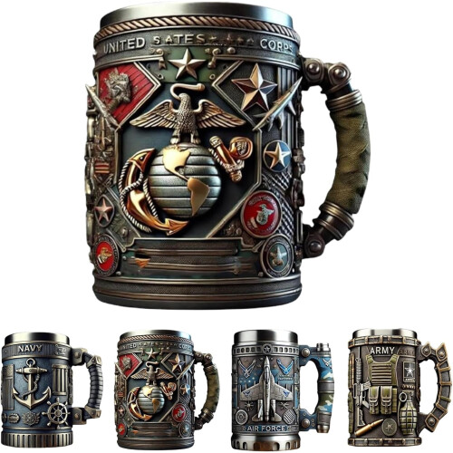 Militär-3D-Becher im Armee-Design, 15 oz Kaffeetasse, Stil A