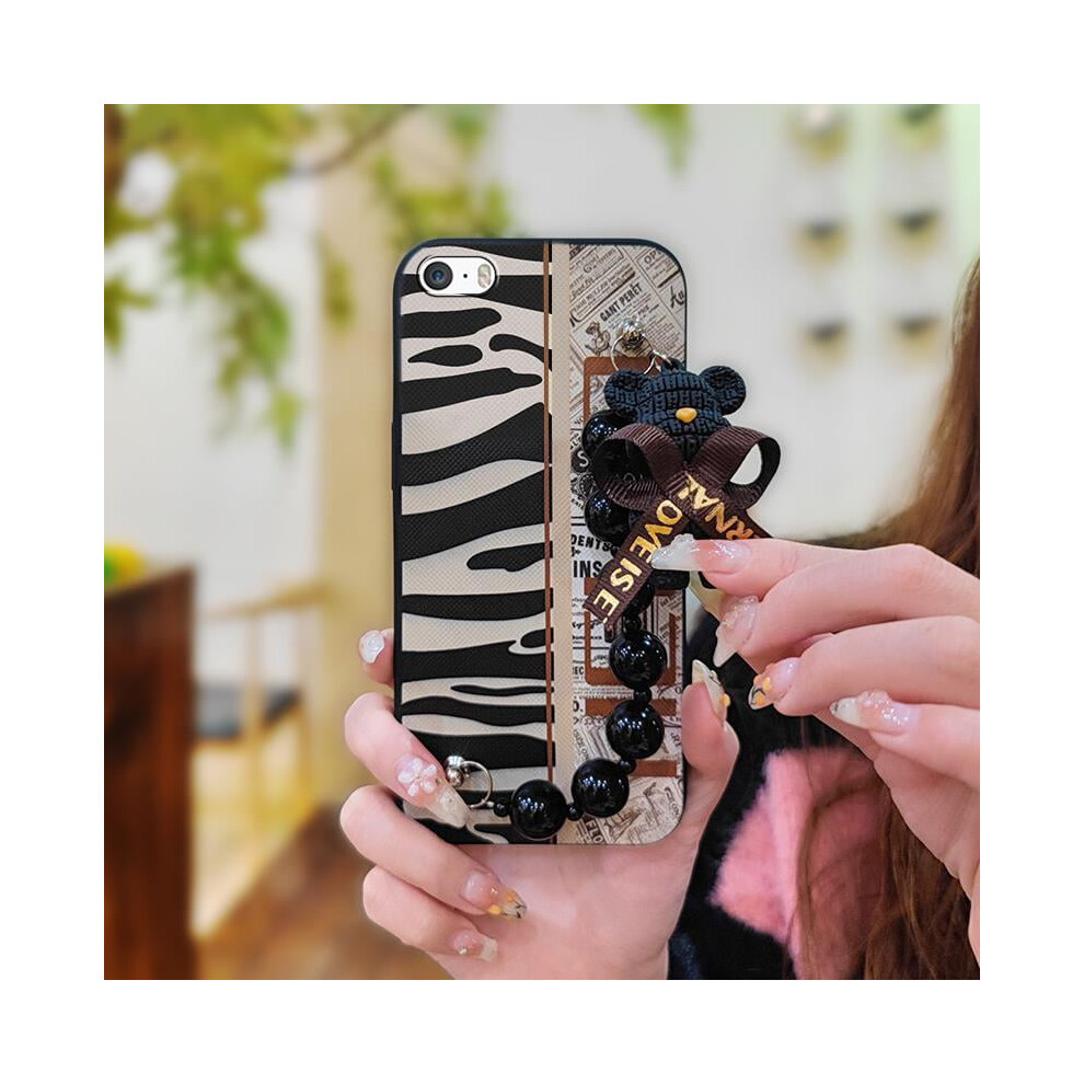 Cute Anti-Knock Soft Silicone Case For Iphone 5/5S/Se – Waterproof, Dirt-Resistant, Skin-Friendly, Black Pearl Pendant Cartoon Cover White,Black 9358459386864