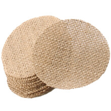 Burlap Cutouts Round Light Yellow 20 pcs 8x8 in