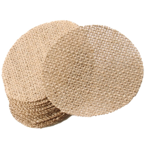 Burlap Cutouts Round Light Yellow 20 pcs 8x8 in
