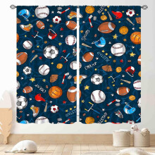 Boys Sports Curtains Navy Blue 2 Panels 84x63 Inch