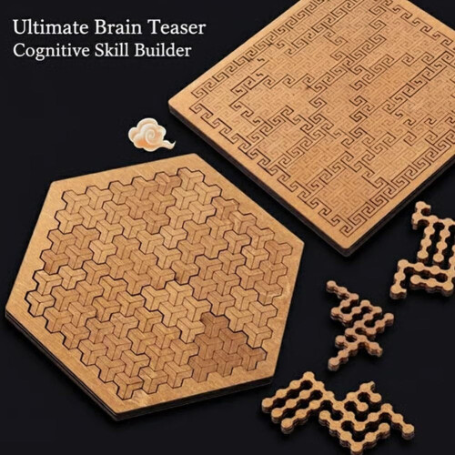 Fractal Tray Puzzle, Portable Reverse Thinking Puzzles, Hard Difficult Wooden Jigsaw Puzzles, Unique Irregular Creative Labyrinth 1