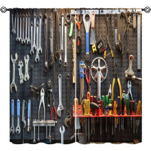 Rideaux occultants avec impression d'art représentant des outils de réparation automobile (2 panneaux)