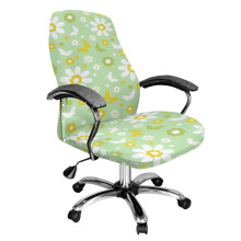 Stretchable Office Chair Cover, Removable & Washable, Dustproof Slipcover Compatible with Most Desk Chairs – Light Green Floral Butterfly Design