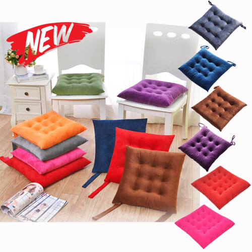 Square seat cushion with ties non-slip soft solid color 1