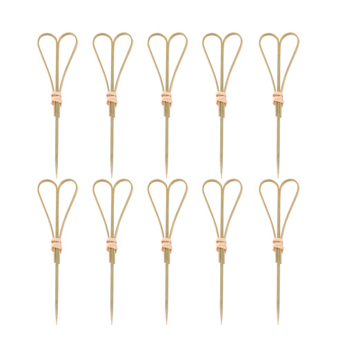 150Pièces Piques Fruits Bambou Khaki Ciseaux Pour Bar Réceptions