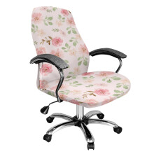 Flower Pink Stretchable Office Chair Protector Slipcover – Washable, Dust-Proof, Universal Fit, Compatible with Rotating Chairs