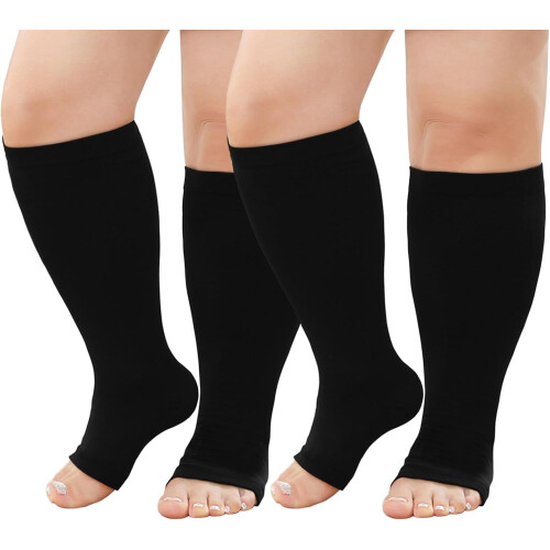 AIGIA2Pairs Κάλτσες συμπίεσης Plus Size, εξαιρετικά φαρδιές για γυναίκες, άνδρες, ανοιχτά