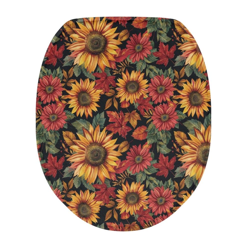 Thanksgiving Maple & Sunflower Toilet Lid Covers Â Universal Fit For Standard, Oblong, Round, Elongated Toilets 9482726279419