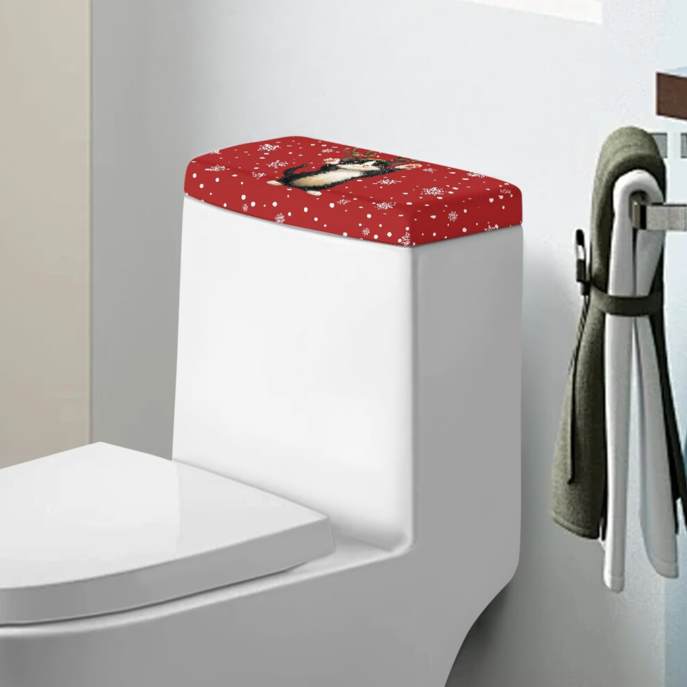 Black Cat Christmas Snowflakes Toilet Tank Cover, Washable & Reusable, 2-Piece Set 9482726277958