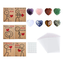 Valentine Cards with Heart Gems Pink 8x6cm 48 PCS
