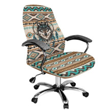 Wolf Dream Catcher Desk Chair Cover, Removable Washable Slipcover for High Back Rotating Office Chair, Dust Proof & Stylish, Size S