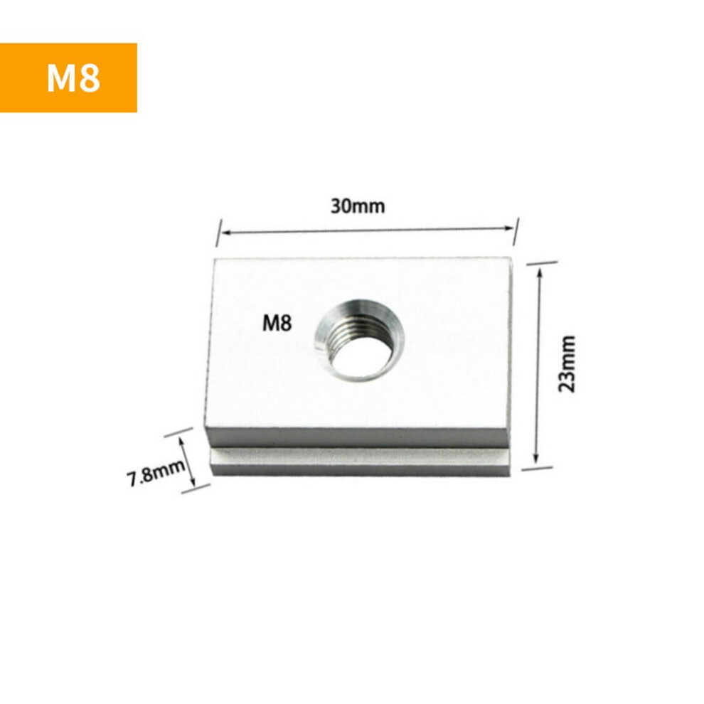 T-Track Accessories M8 T-Slot Slider T-Track Jig Screw Nut Handle Fixture Rail Parts Woodworking Tool For Milling Machines Table, M8 Slider 9482726276876