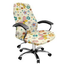 Stretch Butterfly Floral Heart Desk Chair Cover, Washable & Anti-Dust, Compatible with Rotating Office Chairs, Snap Button Closure, Size S