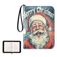 400-Pocket Trading Card Album, 4-Pocket Binder Compatible with Standard Cards, 50 Removable Sheets, Santa Cartoon Design