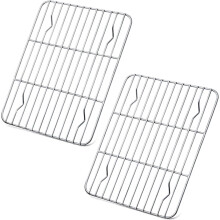 8.7x6.3x0.6In Drying Roasting Rack,Reusable Rust Resistance Baking Rack for Baking Meat,Set of 2 Stainless Steel Brace for Party,Home