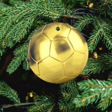 Gold Soccer Ball Ceramic Christmas Ornament 1 Pack
