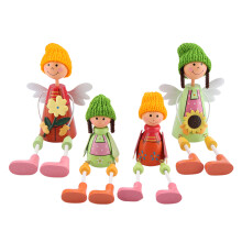 Bright Color Sturdy And Durable Educational Toy Poseable Dollhouse Family High Quality Wooden Material Lovely Wooden Doll Family Non Toxic Safe Eco