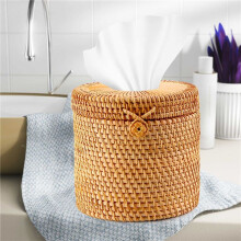 Rattan Tissue Box Toilet Paper Cover Wicker Decorative Holders with Lid for Storage Single Roll and Tissues in Bathroom