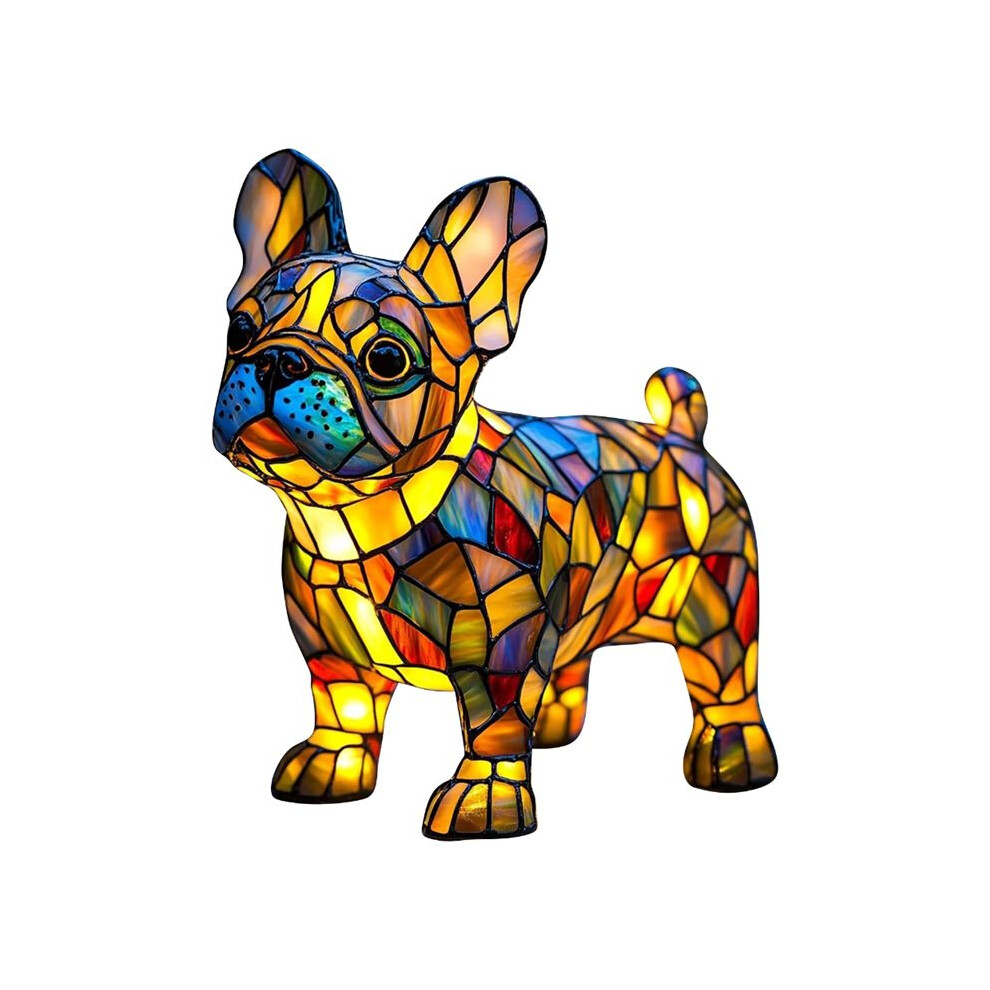 Semoic Dogs Lamps, Resin Stained Glass Lamps, Dog Series Art Table Night Light, Cute Pet Vintage Themed Led Table Home Decor