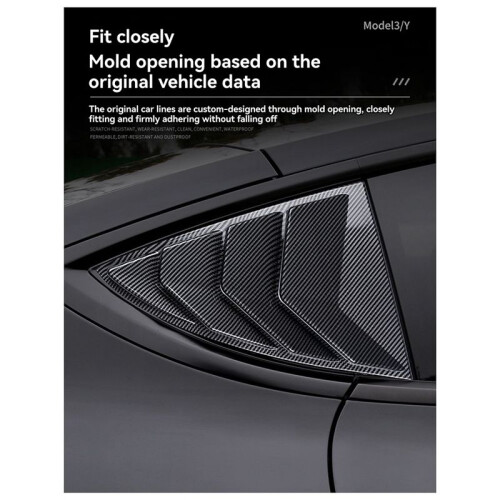Car Rear Shutter Window Cover for  Model Y Rear Triangular Louver Decoration Cover Accessories Gloss Black 2