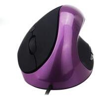 Mouse USB ergonomic vertical cu fir - 6 butoane, 1000 și 1600 Dpi - Design pentru dreptaci - Violet