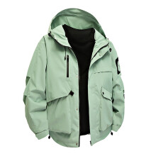 Men's Solid Color Hooded Utility Jacket Water-Resistant