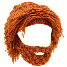 Perruque, bonnet et barbe tricotée faits main, style troglodyte.