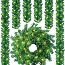 Guirlande lumineuse métallique verte de 5 m (16,4 pi) avec lumières LED – Décoration intérieure/extérieure pour Noël, mariage et fêtes
