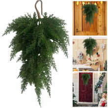 Kunstmatige cederslinger van 49 cm (19,69 inch) in druppelvorm – Kerstdecoratie voor binnen en buiten, voor deur, muur, schoorsteenmantel, trap en
