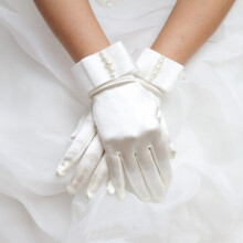 Perlenbesetzte Satin-Fingerhandschuhe für die Braut – Handgelenklange Accessoires für Brautkleider, kompatibel mit Brautkleidern