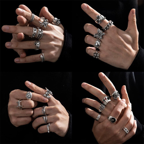 Gothic Skeleton Ring Set Unisex 6-Piece 1