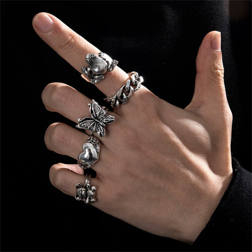 Gothic Skeleton Ring Set Unisex 6-Piece 2
