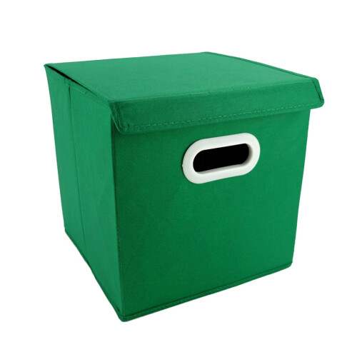 Foldable Fabric Storage Bin Green 1Pcs 11x11x11in 1