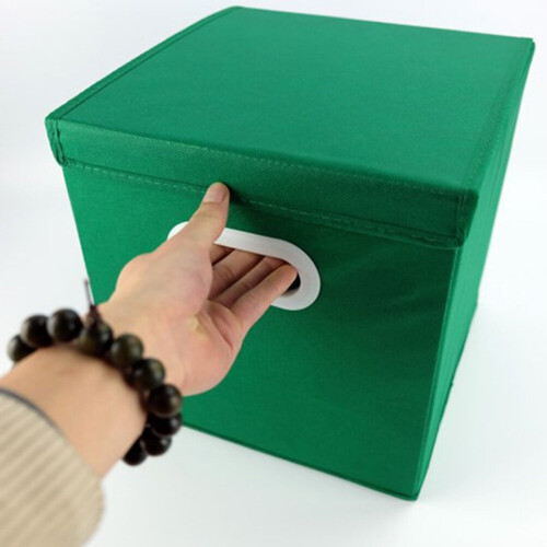 Foldable Fabric Storage Bin Green 1Pcs 11x11x11in 2