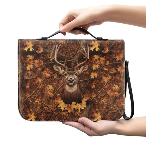 Δερμάτινο κάλυμμα Αγίας Γραφής από PU δέρμα Forest Camo Elk – Ελαφρύ, αποσπώμενο λουράκι 1