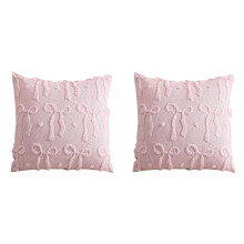 Housse de coussin à nœud papillon 3D en polyester 45 x 45 cm