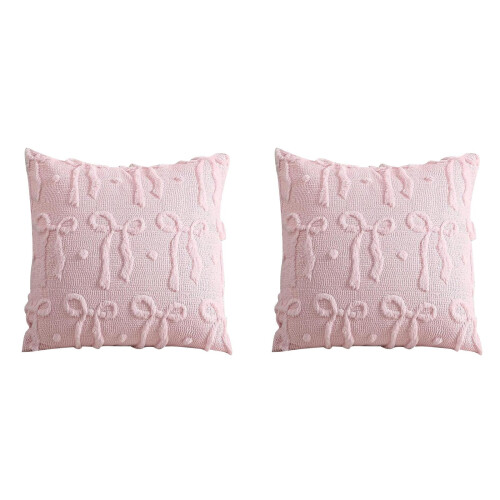 Housse de coussin à nœud papillon 3D en polyester 45 x 45 cm