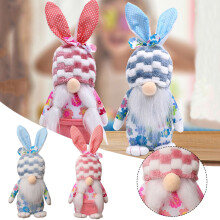 Easter Bunny Plush Decor Blue Pink 2 pcs