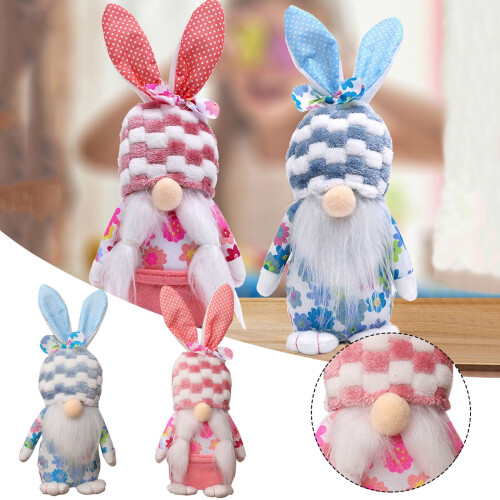 Easter Bunny Plush Decor Blue Pink 2 pcs