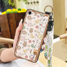Étui souple avec support et dragonne pour iPhone 7/8/SE 2020/SE2 – Imperméable, antichoc, en silicone, motif dessin animé