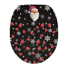 Länglicher WC-Deckel mit Weihnachtsmannmotiv und elastischem Rand – passend für längliche WC-Sitze, schützt vor Staub und Flecken,
